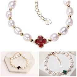 Artificial Pearl Clover Bracelet