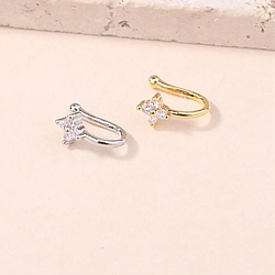 Inlaid with Zircon Flower U Shaped Nose Ring 