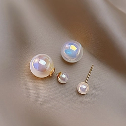 Retro Touching Fish Color Pearl Ball Earrings