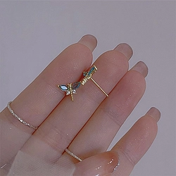 Simple and Compact Zircon Dragonfly Style Earrings